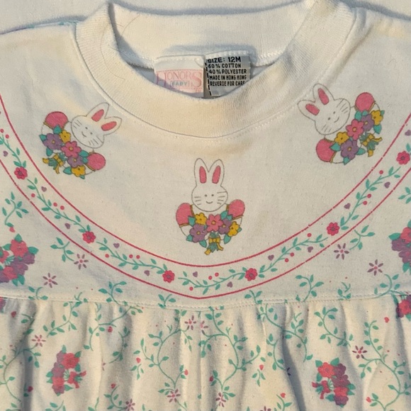 Vintage Honors Baby Girls Bunny & Flower Romper 12M One Piece Easter Spring - Picture 2 of 7